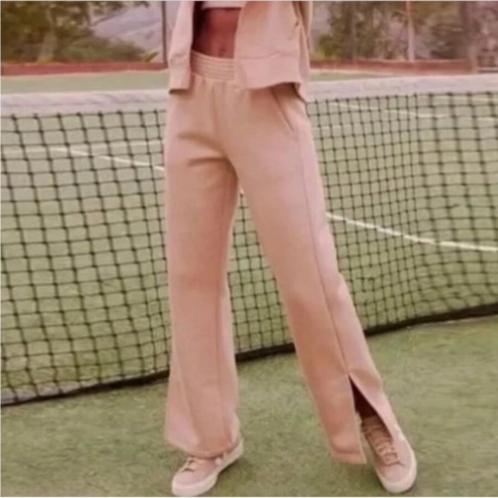 Pact Courtside Split Hem Red Sweatpants
